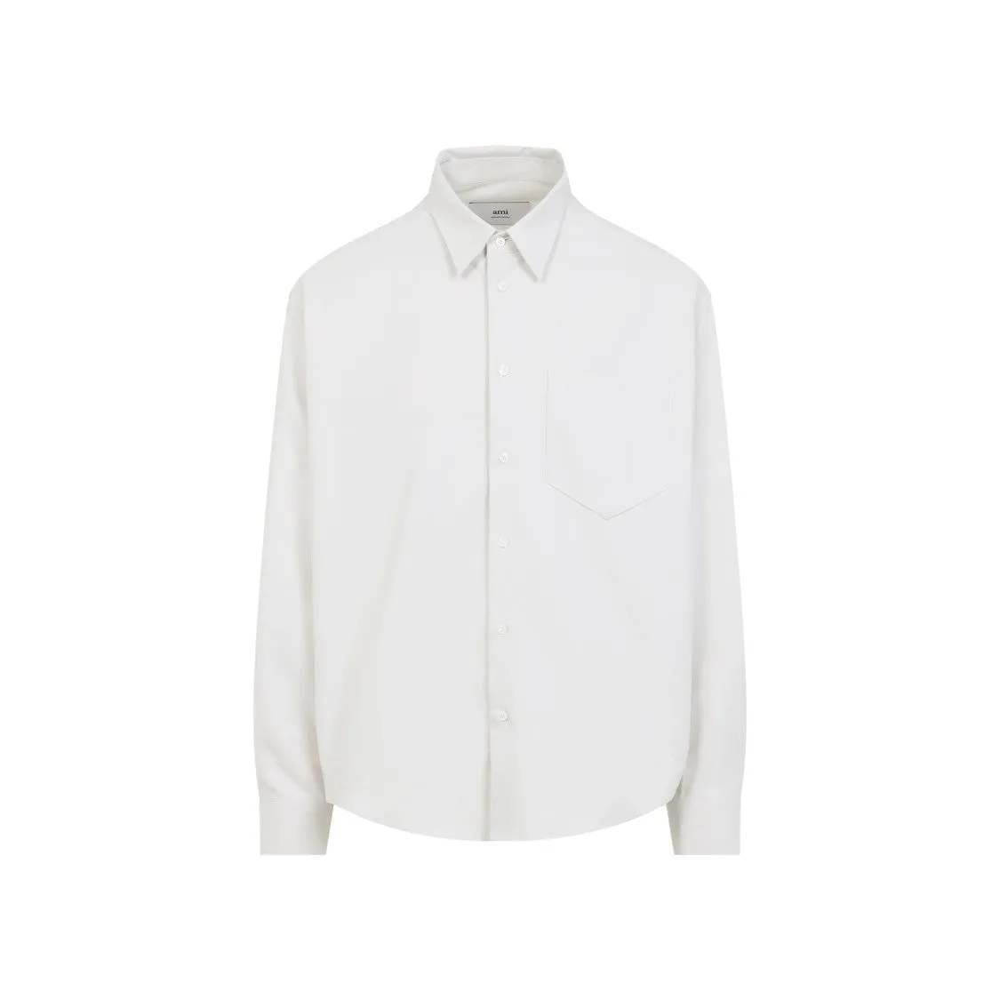 Embossed Adc Light Ivory Cotton Shirt Ruffle Edge
