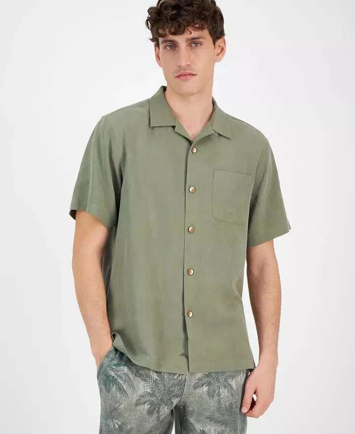 Tommy Bahama Al Fresco Tropics Shirt MensGreen Short Sleeve Button Up UPS471 Ergonomic Sleeve Cut