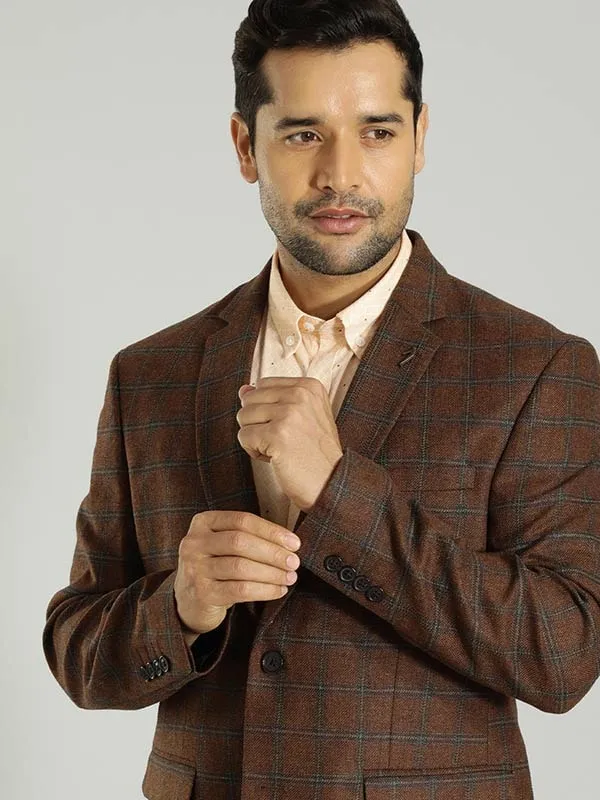 All Day Comfort Design Packable Technology Men Checked Full Sleeve Casual Blazer