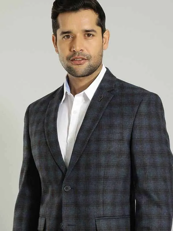 Easy Fit Men Checked Full Sleeve Casual Blazer