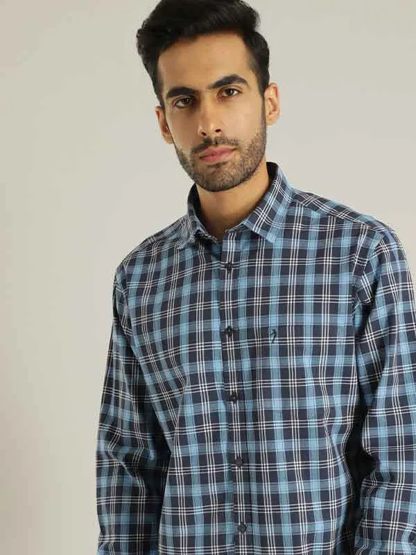 Seasonal Trend Men Checked Full Sleeve Cotton Blend Shirt