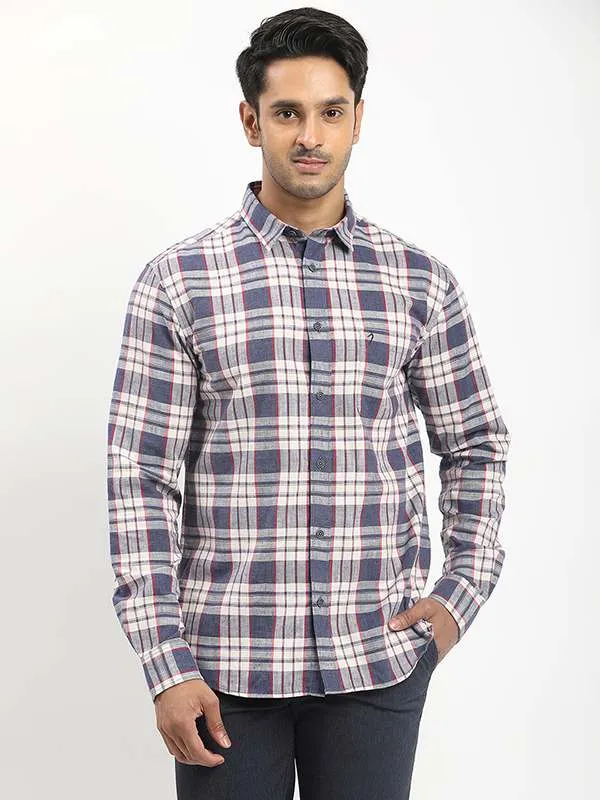 Men Checked Full Sleeve Cotton Blend Shirt Anti Static Treatment Seasonal Wear