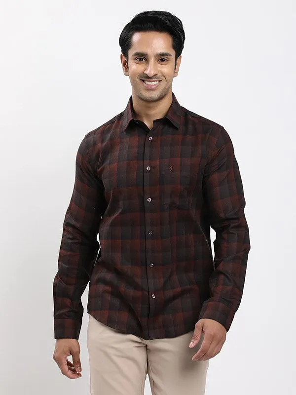 Contrast Stitch Lightweight Material Men Checked Full Sleeve Cotton Shirt