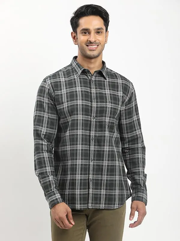 Men Checked Full Sleeve Cotton Shirt Cozy Fit
