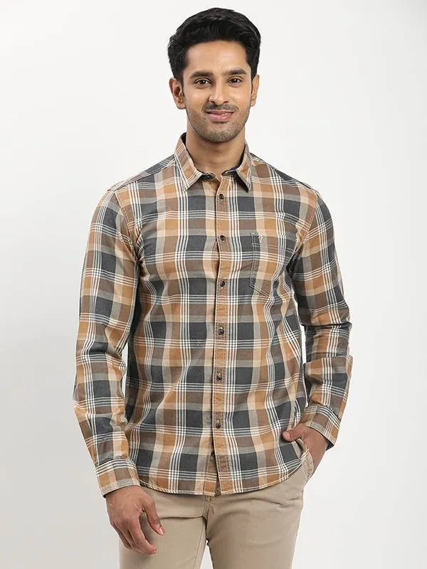 Polished Look High-End Fashion Men Checked Full Sleeve Cotton Shirt