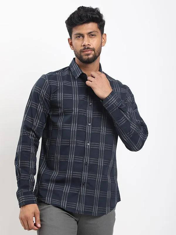 Men Checked Full Sleeve Cotton Shirt Conference Appropriate Hypoallergenic Lining