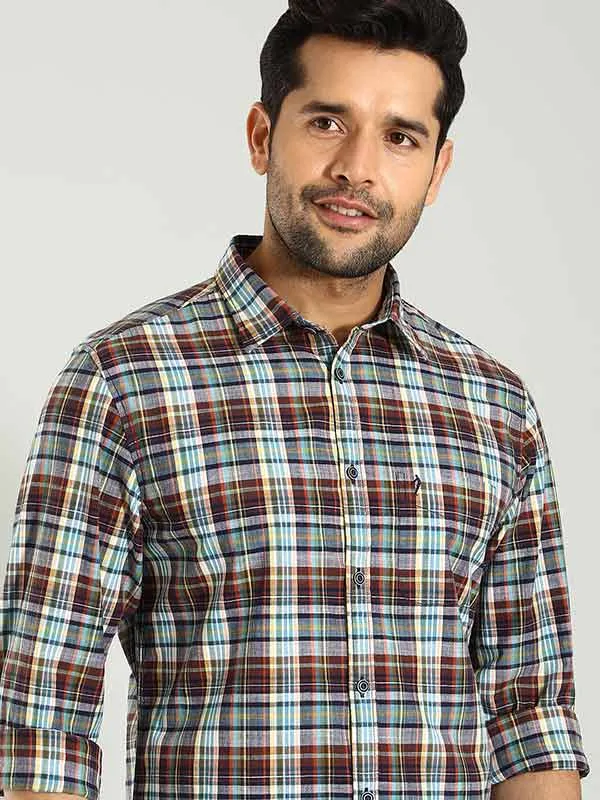 Men Checked Full Sleeve Cotton Shirt Minimalist Fit Non Iron Material