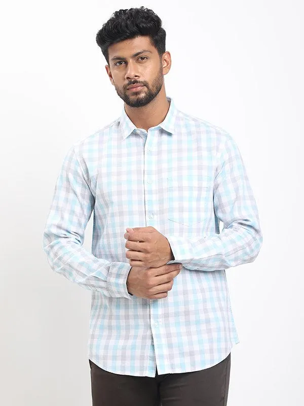 Men Checked Full Sleeve Cotton Shirt Minimalist Design