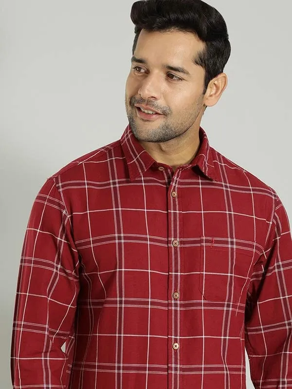 Men Checked Full Sleeve Cotton Shirt Sleepwear