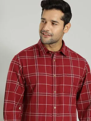 fade resistant color Wrinkle Resistant Material Men Checked Full Sleeve Cotton Shirt