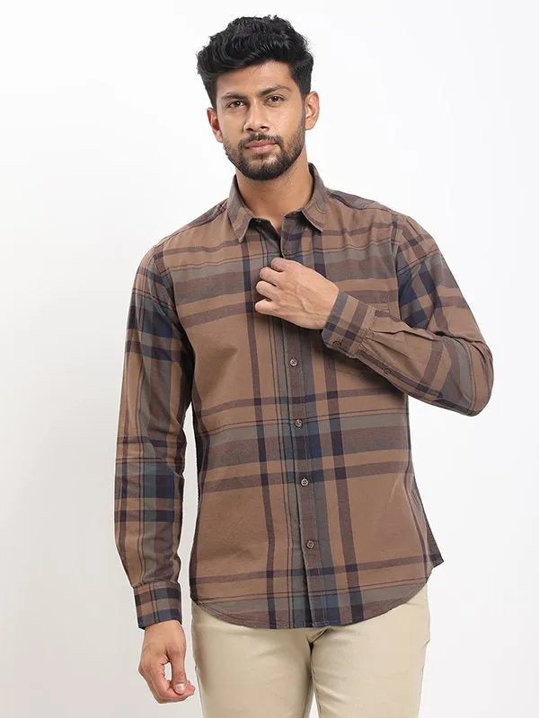 Men Checked Full Sleeve Cotton Shirt Light Wear Breathable Fit