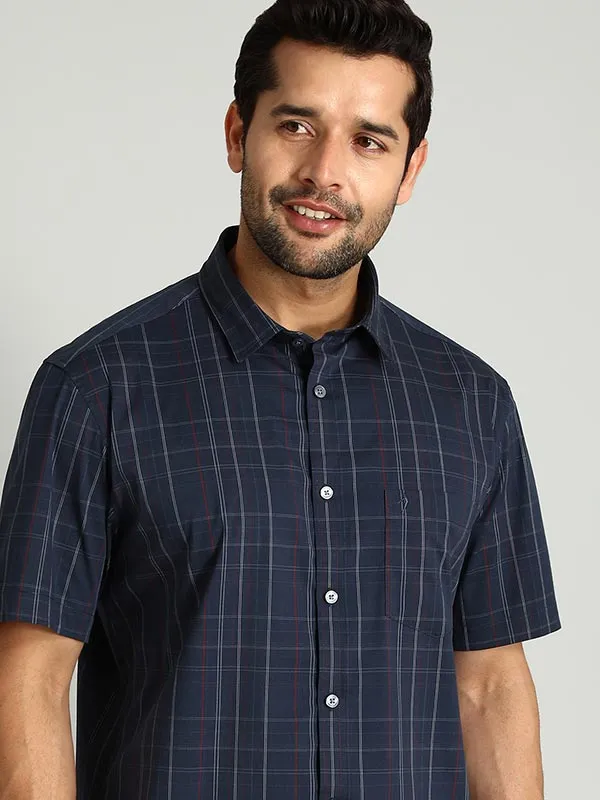 Wardrobe Must-Have Men Checked Half Sleeve Cotton Blend Shirt