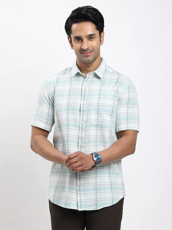 Unisex Choice Men Checked Half Sleeve Cotton Shirt