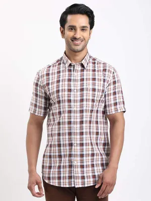 High-End Look Casual Look Men Checked Half Sleeve Cotton Shirt