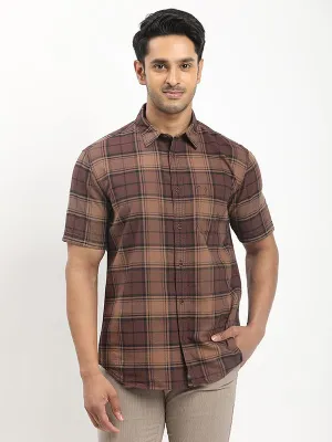 Thermal regulation Oversized style Men Checked Half Sleeve Cotton Shirt