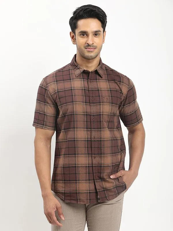 Thermal regulation Oversized style Men Checked Half Sleeve Cotton Shirt