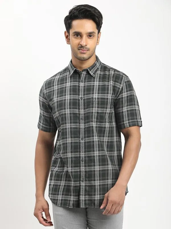 Men Checked Half Sleeve Cotton Shirt Ethical production Everyday Comfort