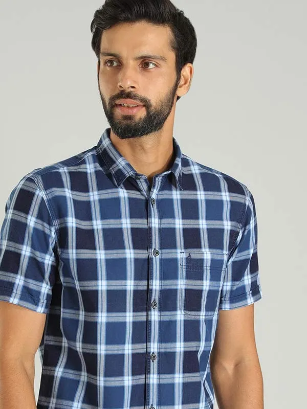 Men Checked Half Sleeve Cotton Shirt Cozy Wear