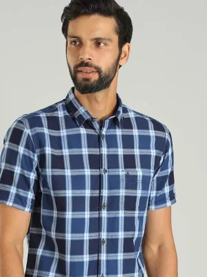 Men Checked Half Sleeve Cotton Shirt Cozy Wear