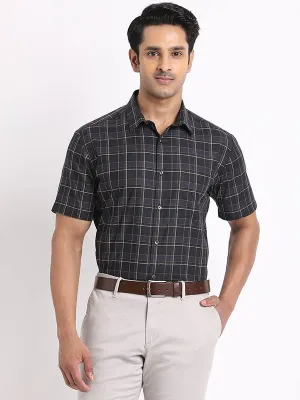 Men Checked Half Sleeve Cotton Shirt Go-To Look