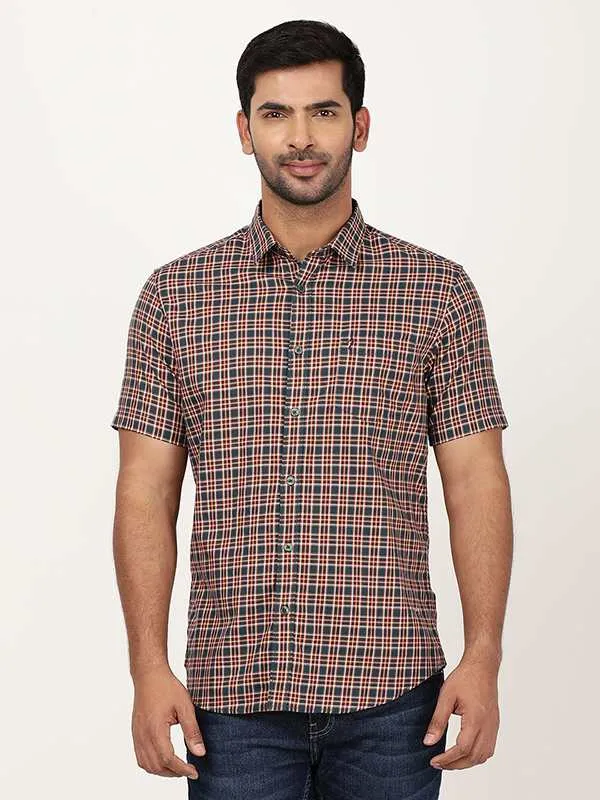 Men Checked Half Sleeve Cotton Stretch Shirt Stretch Material Trendsetting