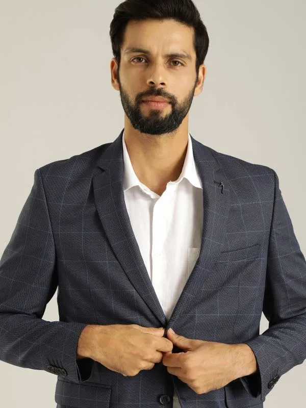 Men Full Sleeve Checked Casual Blazer Modular Attachments