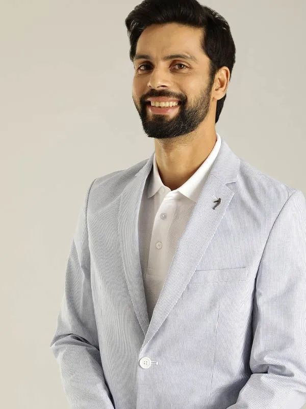 Classic Urban Wear Men Full Sleeve Striped Casual Blazer