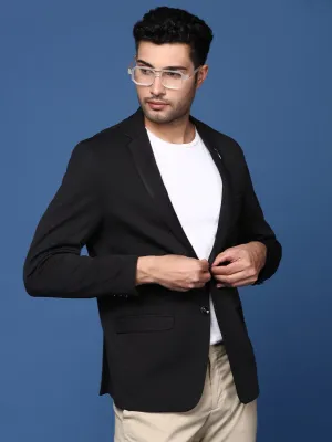 Men's Black Slim Fit Single Breasted Blazer Modular Design
