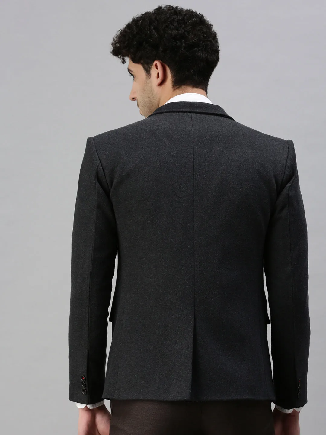 Very Cold Men's Black Solid Slim-Fit Single-Breasted Casual Blazers