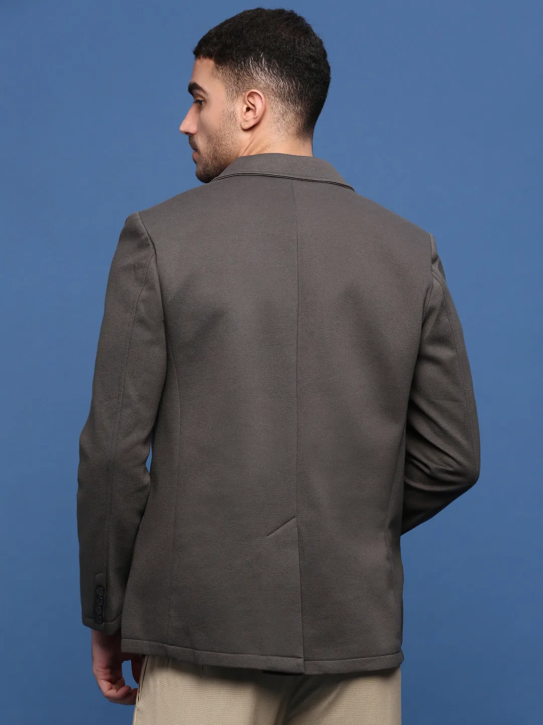 HoodedStyle Soft Cover Men's Charcoal Single Breasted Slim Fit Blazer