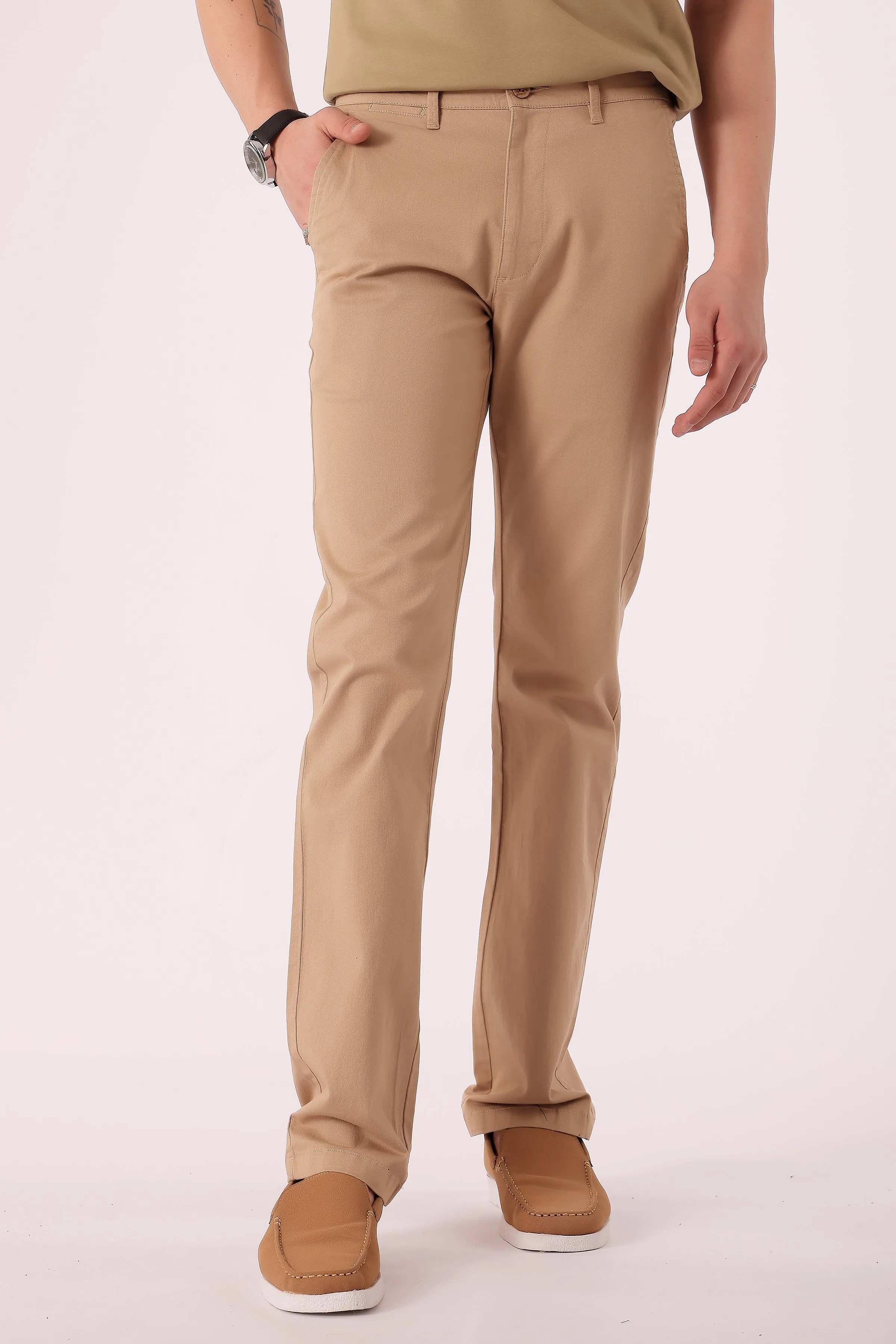 Men's Cotton stretch Slim Fit Chinos ReflectiveTrim Elastic waist