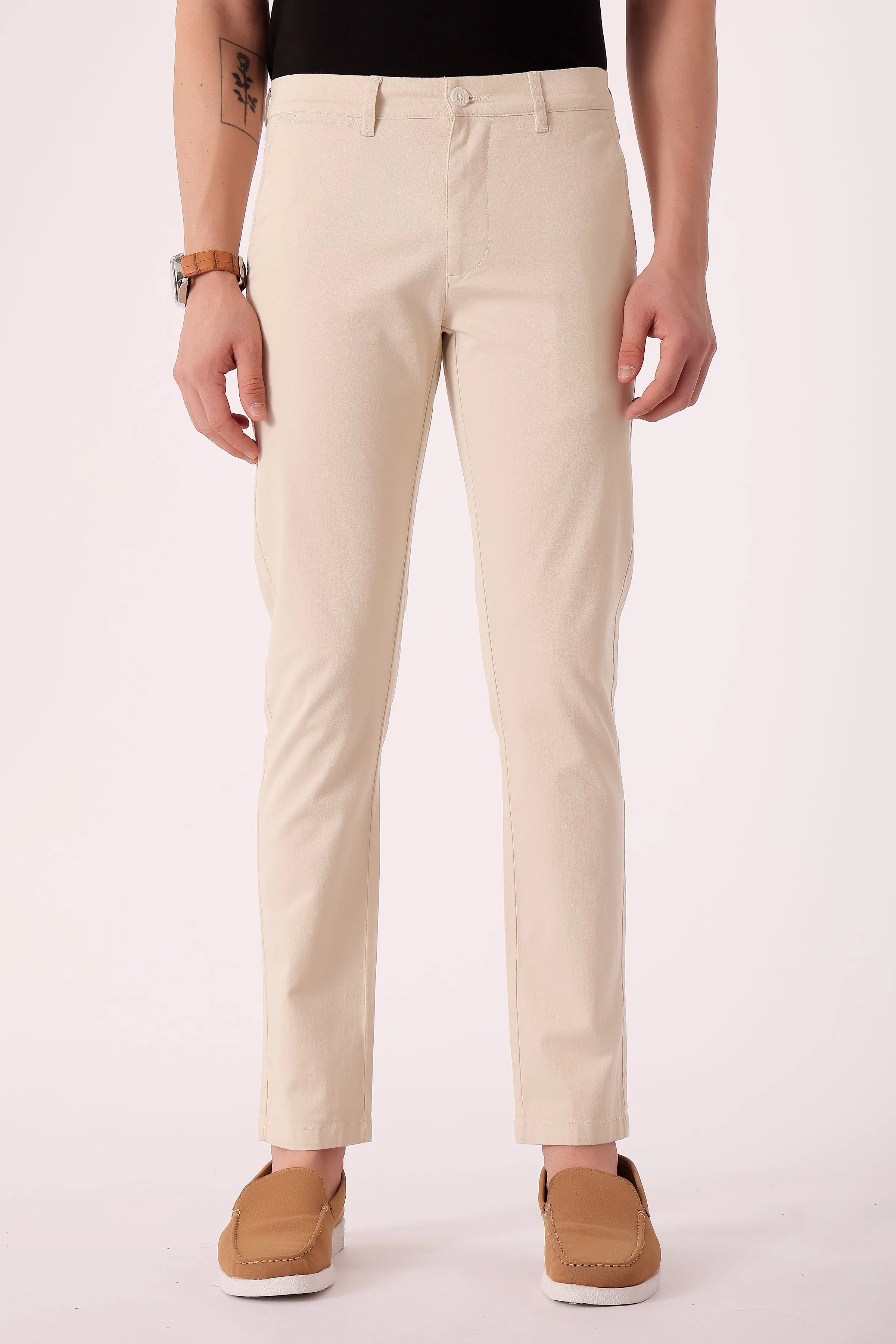 Relaxed Wearable Men's Cotton stretch Slim Fit Chinos