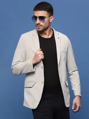 Insulated Core Technology City Layer Style Men's Cream Solid Single Breasted Blazer