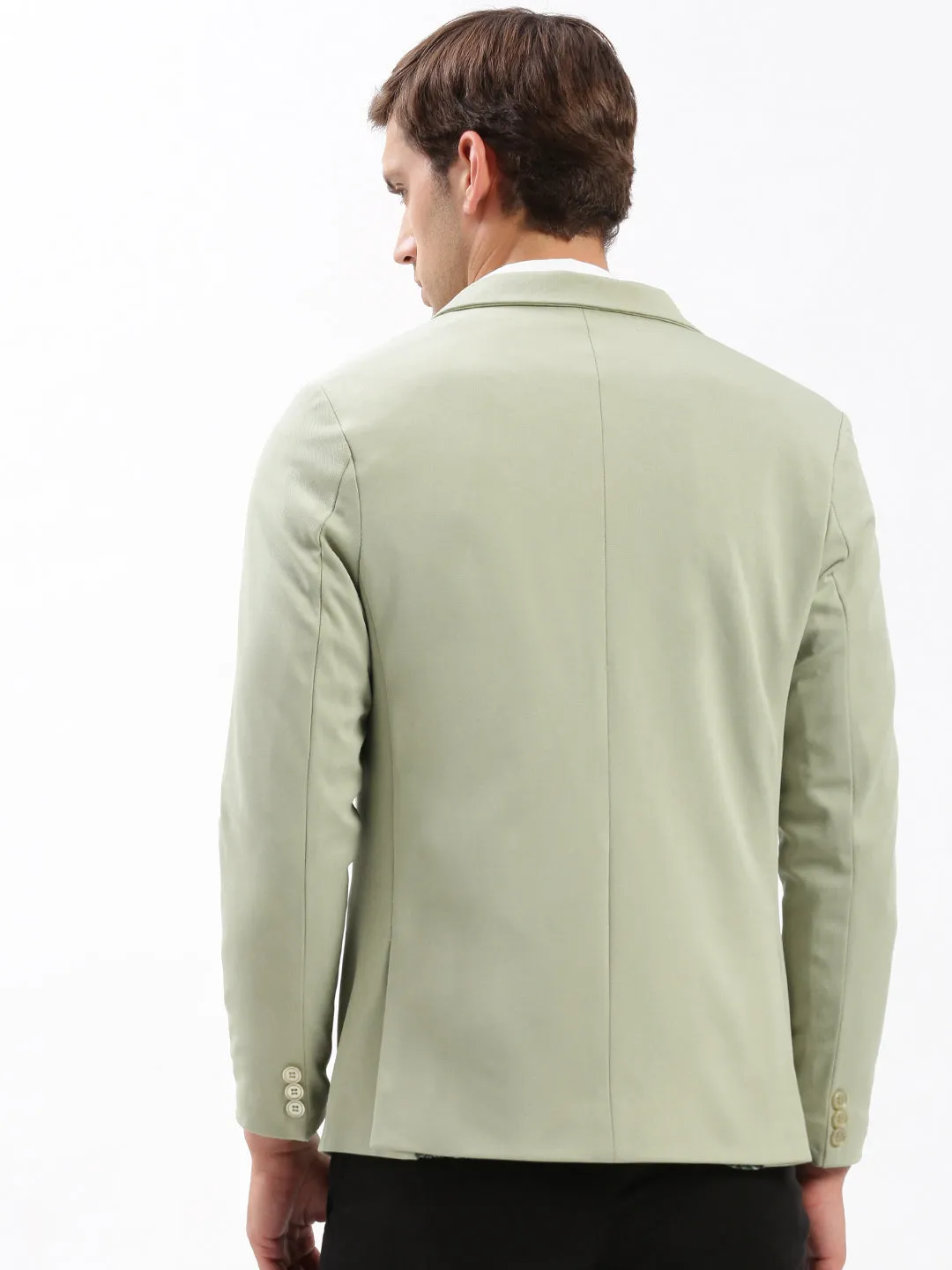 Men's Green Notched Lapel Collar Slim-Fit Single Breasted Casual Blazer Reused Cloth Reversible Style