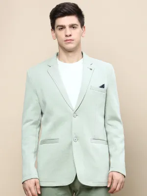 Men's Green Notched Lapel Single Breasted Blazer Wind Resistant Lining