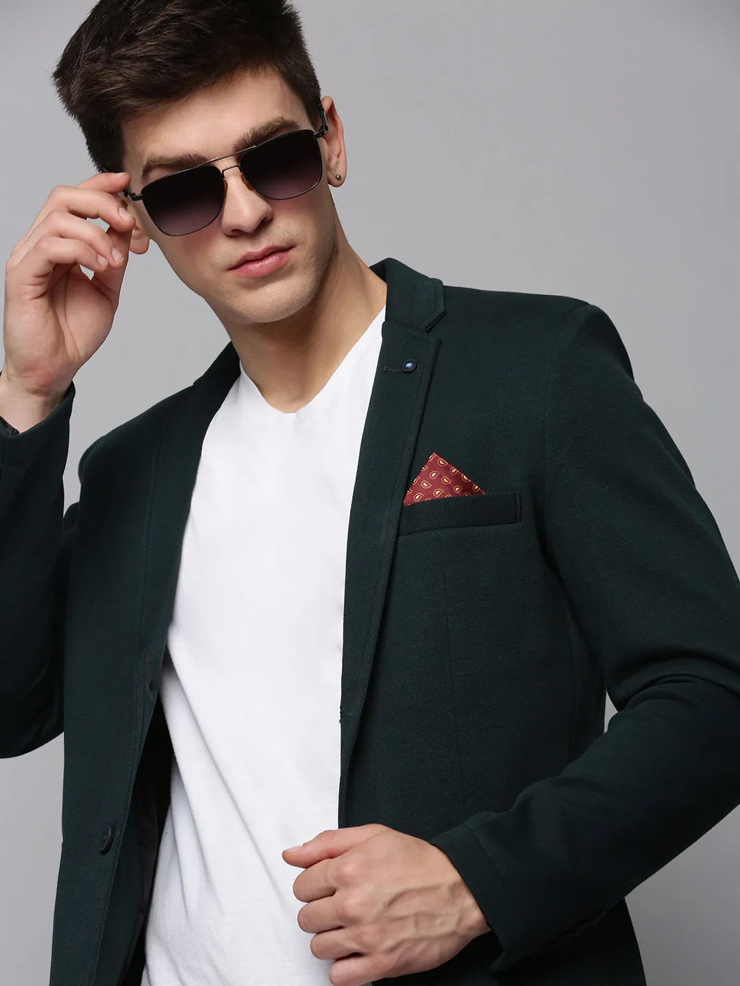 Men's Green Single-Breasted Party Blazer Stylish Chill Piece Quilted Stitching
