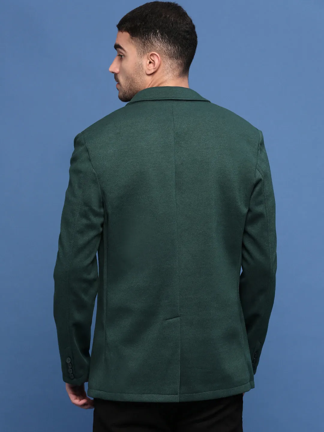Men's Green Slim Fit Single Breasted Notched Lapel Cotton Blazers Tailored Silhouette