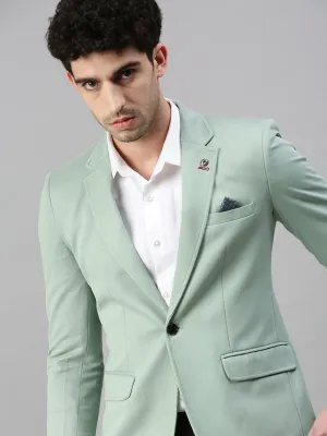 Chic Urban Men's Green Solid Single Breasted Casual Blazer