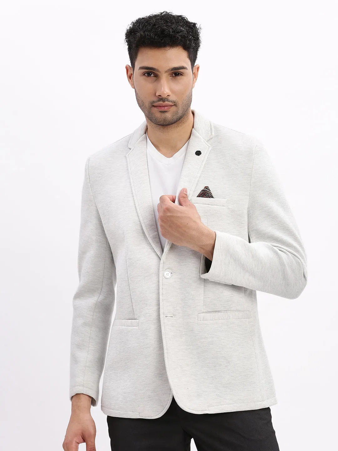 UV Resistant Finish Weight Distribution System Men's Grey Single-Breasted Slim Fit Blazer with Notched Lapel
