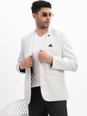 Soft Weather Wear Men's Grey Single-Breasted Slim Fit Blazer with Notched Lapel