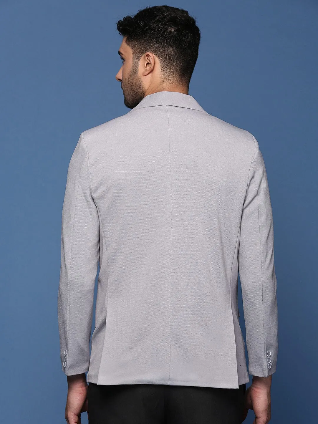 Windproof Inner Layer Men's Grey Single Breasted Slim Fit Casual Blazer