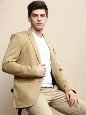 Essential Casual Look Interchangeable Liners Men's Khaki Slim-Fit Single Breasted Blazer