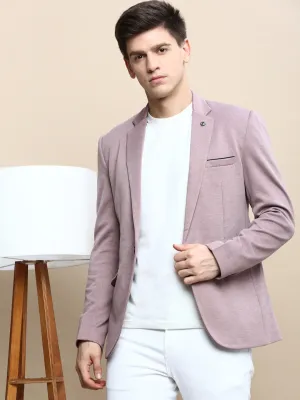 Men's Mauve Notched Lapel Slim-Fit Single Breasted Blazer Flexible Joint Mobility