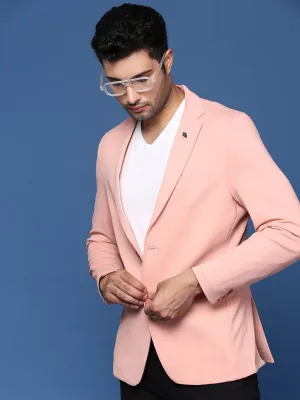 Men's Peach Slim Fit Single Breasted Blazer Double layer fabric