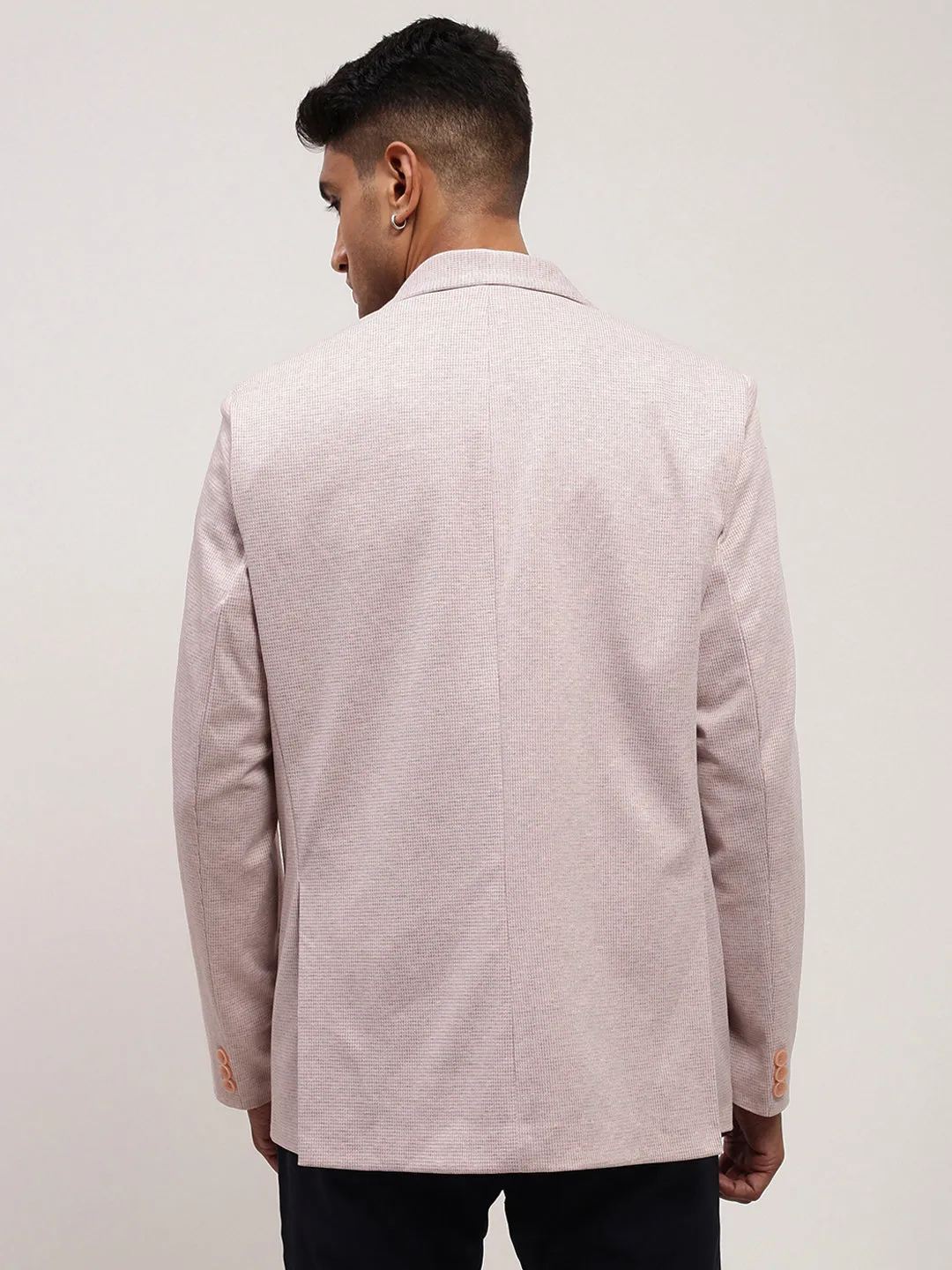 Daily Commute Men's Pink Solid Single Breasted Blazer