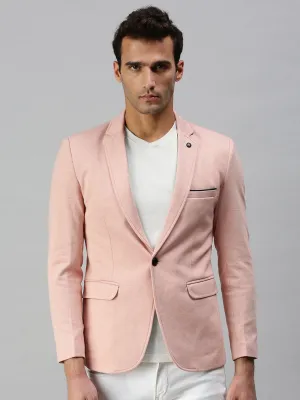 Men's Pink Solid Slim-Fit Single-Breasted Casual Blazers Frictionless Inner Layer