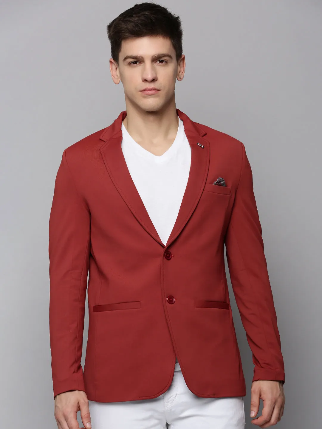 Men's Rust Single-Breasted Casual Blazers Detachable Layers Ergonomic Sleeve Shaping