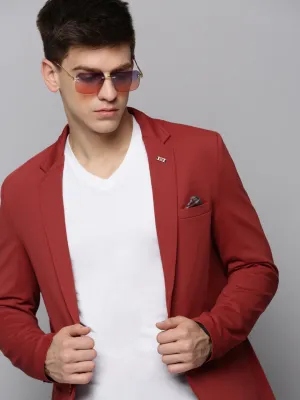 Men's Rust Single-Breasted Casual Blazers Elastic cuffs