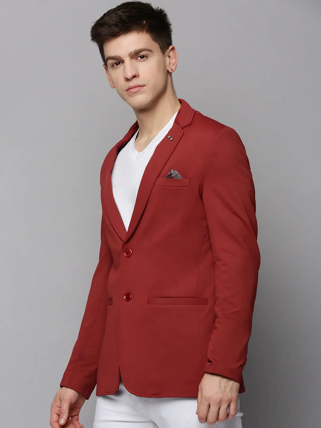 Men's Rust Single-Breasted Casual Blazers Multipurpose Layering Four Way Stretch