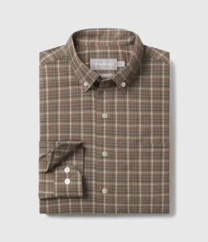 Floral Motif Men's Samford Check Long Sleeve Dress Shirt In Deep Forest